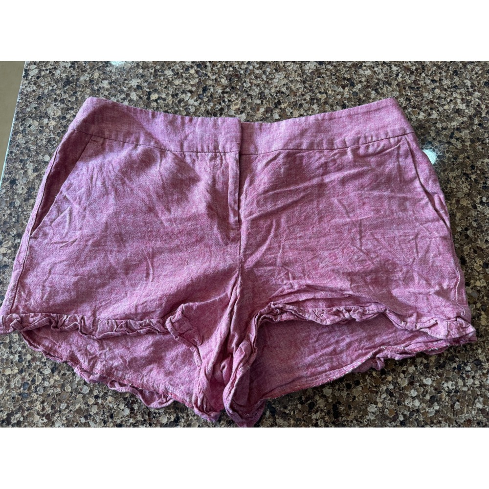 LOFT Outlet Womens Shorts Size 6 Pink Ruffle Hem 4" Short Casual Summer Barbie‎